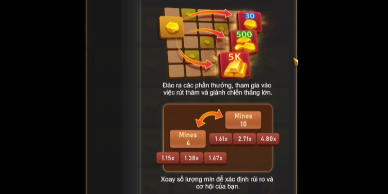 Giao diện game Mines Gold